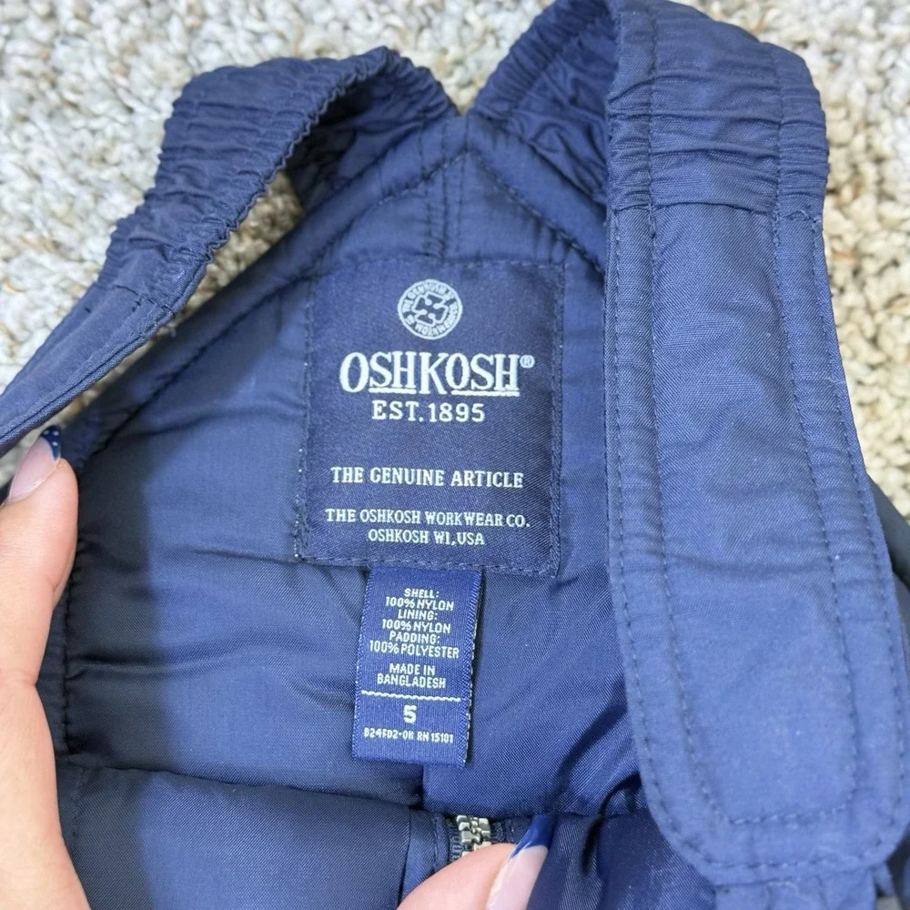 VTG Y2K OshKosh Boys Snow Bibs Size 5 Navy Ski Pants Insulated Winter Overalls